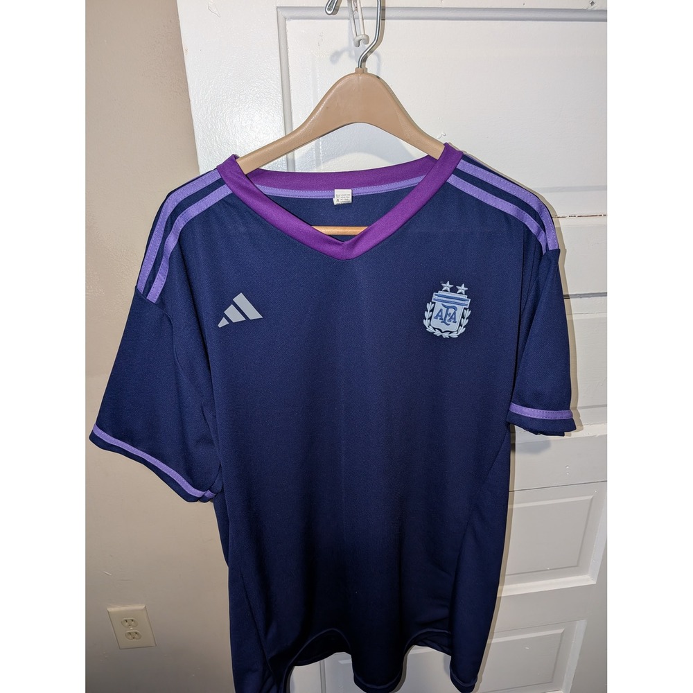 Adidas Argentina AFA Soccer Jersey Navy Blue Purple Mens Training Shirt XXL